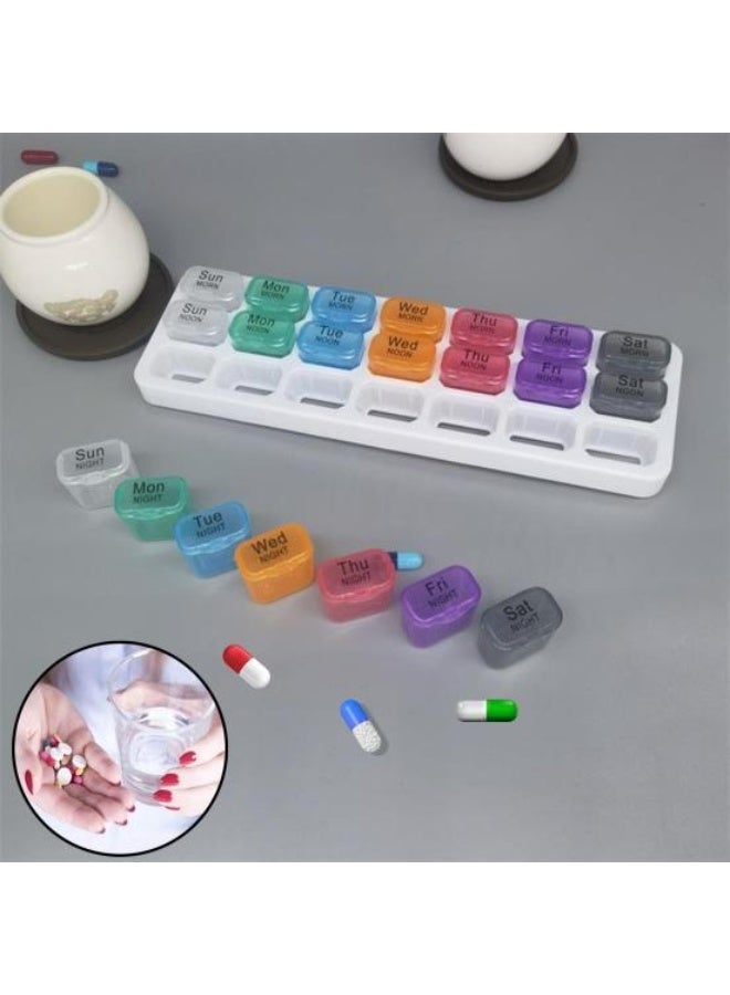 منظم حبوب أسبوعي مع أقسام يومية قابلة للإزالة مقسمة إلى ثلاثة أقسام زمنية، تصميم محمول للاستخدام اليومي والسفر والتخزين السهل - Image 2